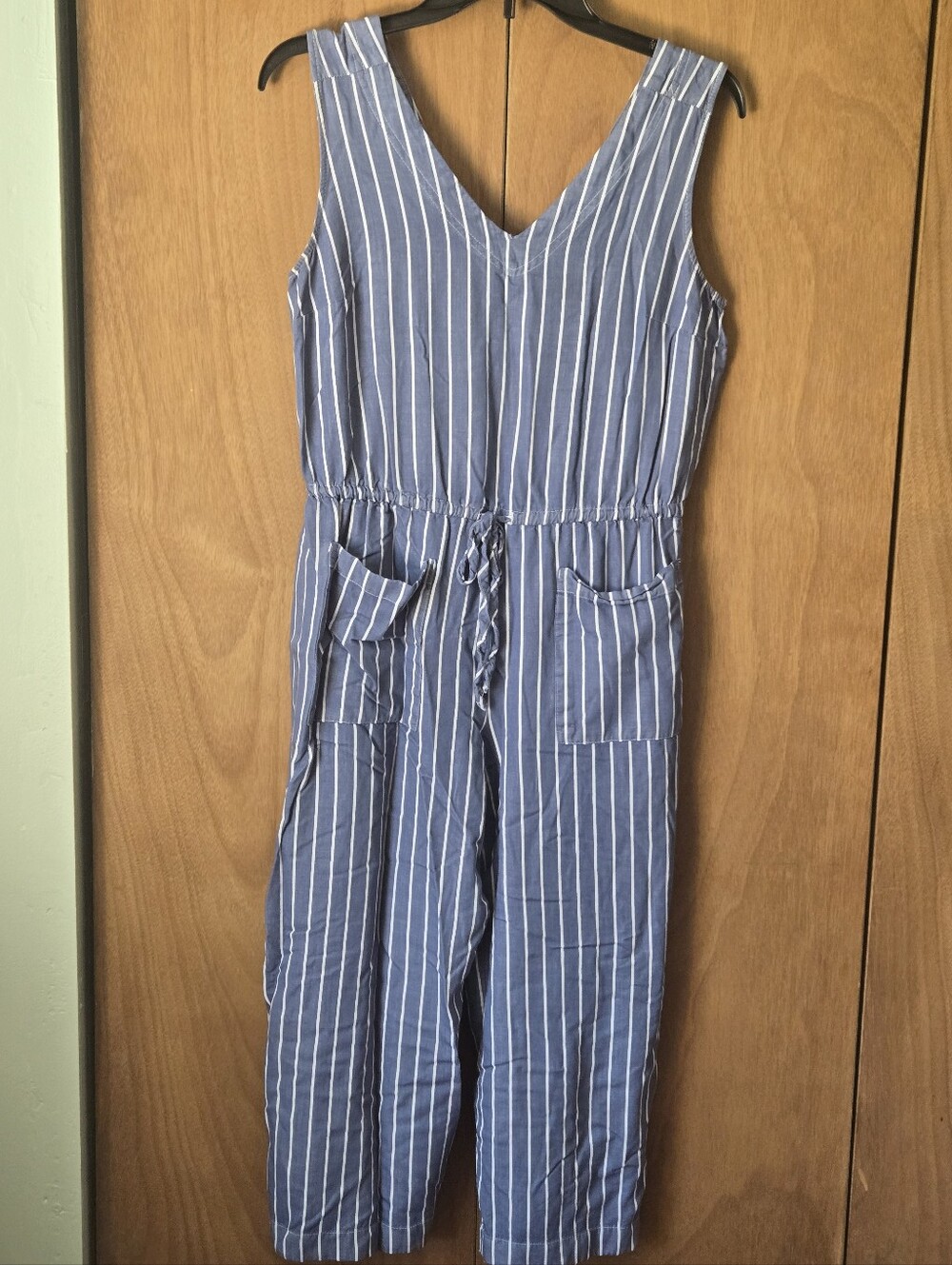 Old Navy Blue and White Striped Jumpsuit
